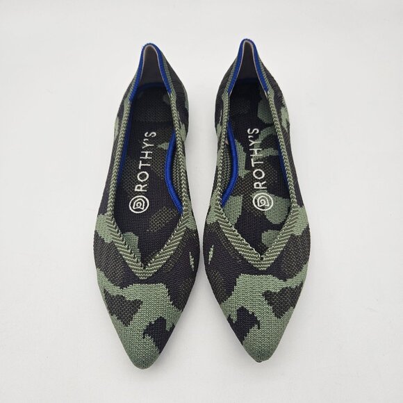 Rothys The Point Olive Camo Slip On Flats Womens Size 5.5 NEW - Picture 1 of 7